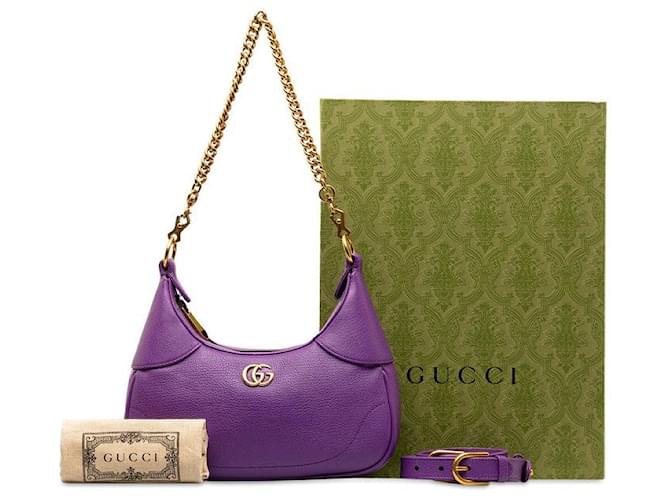 Gucci Aphrodite Small Leather Shoulder Bag 731817 in Very Good Condition Purple  ref.1417688