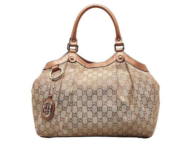 Bolsa Gucci GG Canvas Sukey Bolsa Bolsa de Lona 211944 em boa condição Marrom  ref.1417690