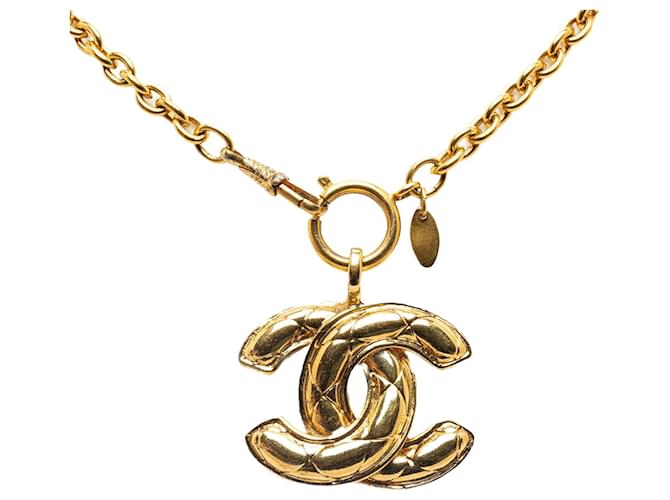 Chanel Vintage Coco Mark Gold Plated Necklace in Very Good Condition Golden Metal  ref.1417698