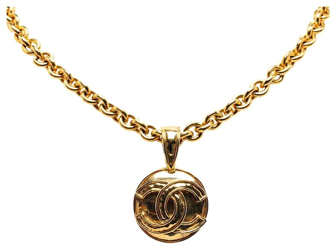 Chanel Vintage Coco Mark Necklace Gold Plated in Very Good Condition Golden Metal  ref.1417699