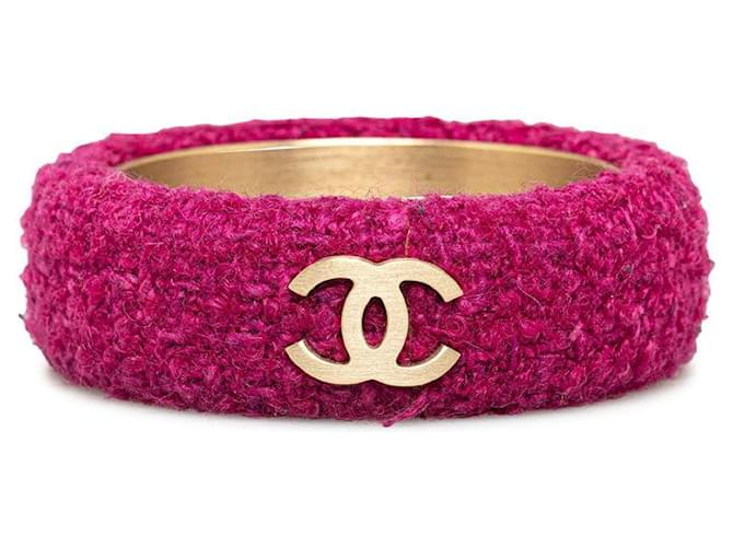 Bracelet Chanel Coco Mark Violet Or Tweed en Très Bon État Métal  ref.1417706