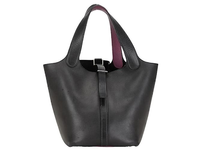 Hermès Hermes Hermes Picotin PM Handbag in Togo Clemence Leather Leather Handbag in Very Good Black  ref.1417715