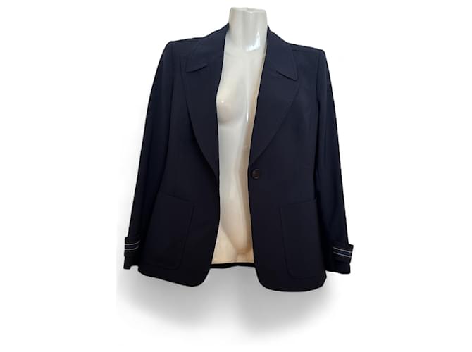 Fendi Tailleur pantalon Laine Bleu Marine  ref.1417753