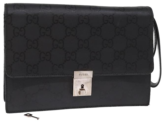 GUCCI GG Canvas Clutch Bag Black Auth yk12865 Cloth  ref.1417787