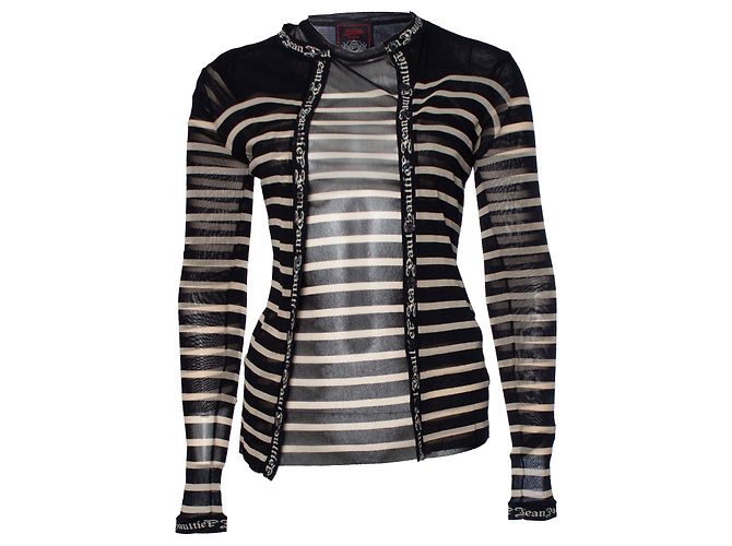 Jean Paul Gaultier, Twin set trasparente con righe Nero