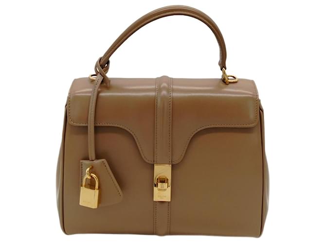 Céline Celine 16 Bolsa Bege Couro  ref.1417949