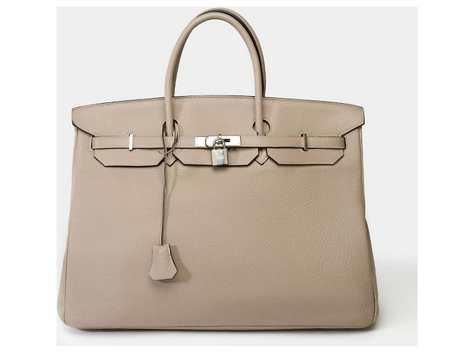 Hermès HERMES BIRKIN BAG 40 in Gray Leather - 101972 Grey
