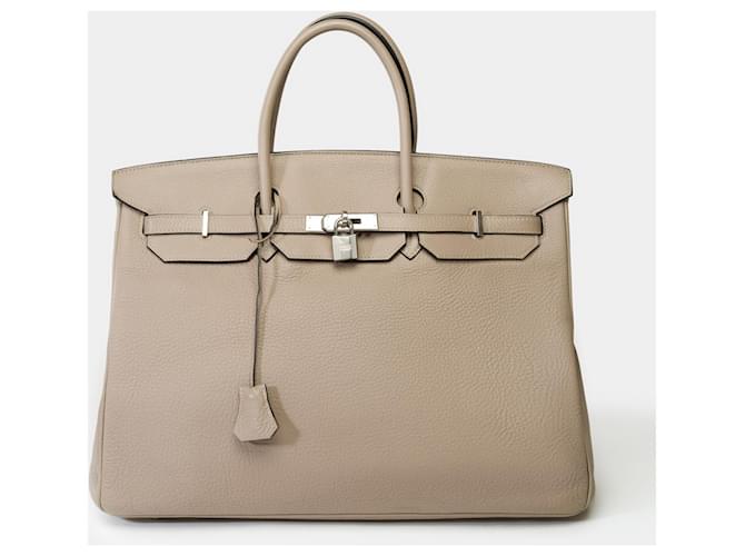 Hermès HERMES BIRKIN BAG 40 in Gray Leather - 101972 Grey  ref.1417992