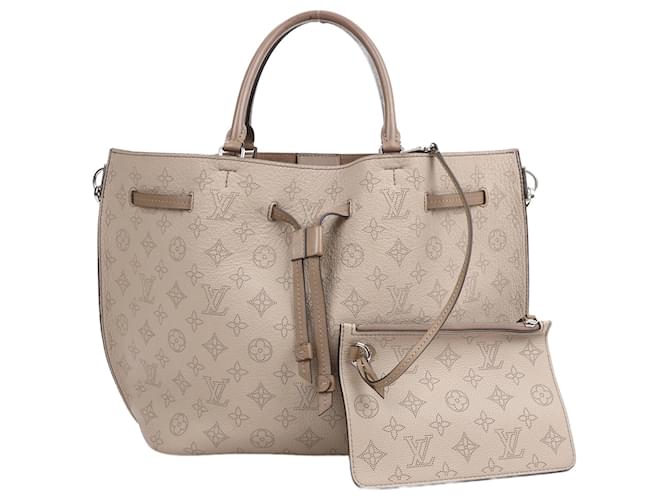 Louis Vuitton Mahina Girolata Galet 2Bolsa Way em Bege M54403 Couro  ref.1418025