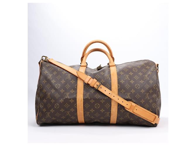 Louis Vuitton Monogram Canvas Keepall Bandoulière 50 Travel Bag M41416 Brown Leather  ref.1418030