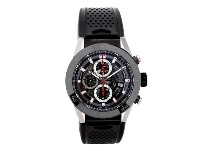 Tag Heuer Carrera Car2A1Z-0 WKW3609 SS/Rubber AT Skeleton-Face 45mm Black Steel  ref.1418035