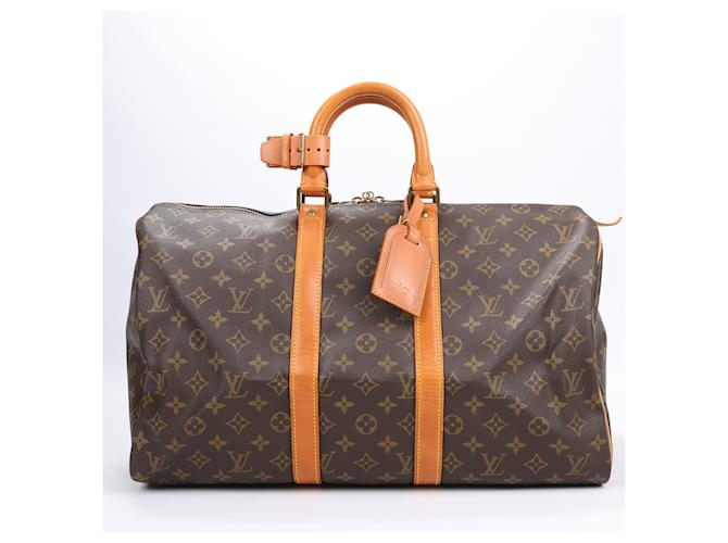 Louis Vuitton Monogram Canvas Keepall 45 Travel Bag M41428 Brown Leather  ref.1418039