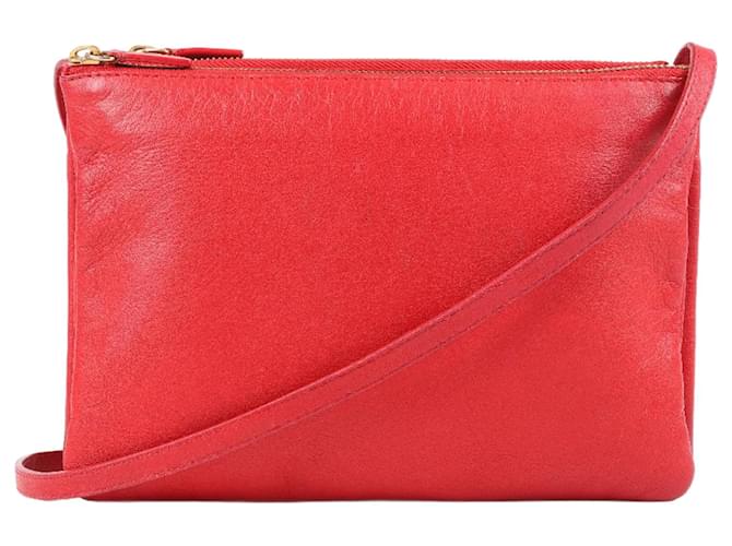 Céline Bolso bandolera Celine Large Trio en rojo Roja Cuero  ref.1418045