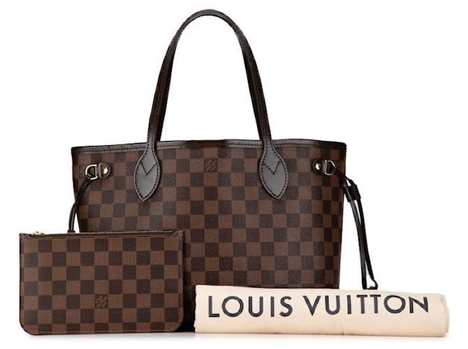 Louis Vuitton Neverfull PM Sacola de lona N51109 em boa condição Marrom  ref.1418076