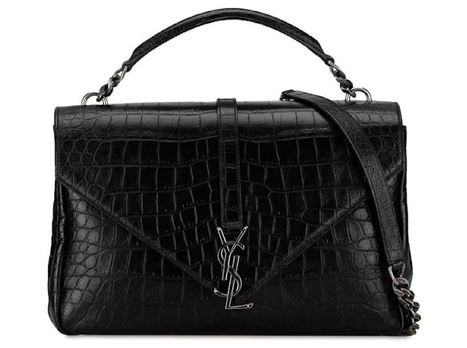 Yves Saint Laurent Sac College en cuir gaufré Sac à main en cuir 428101 en bon état Noir  ref.1418088