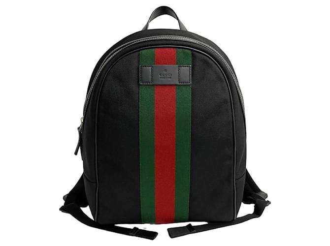 Gucci Web Stripe Canvas Backpack Canvas Backpack 630918-8251 in Great Condition Cloth  ref.1418105