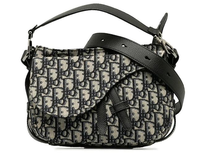 Saddle Borsa messenger mini in pelle jacquard Dior Oblique in ottime condizioni Grigio  ref.1418149