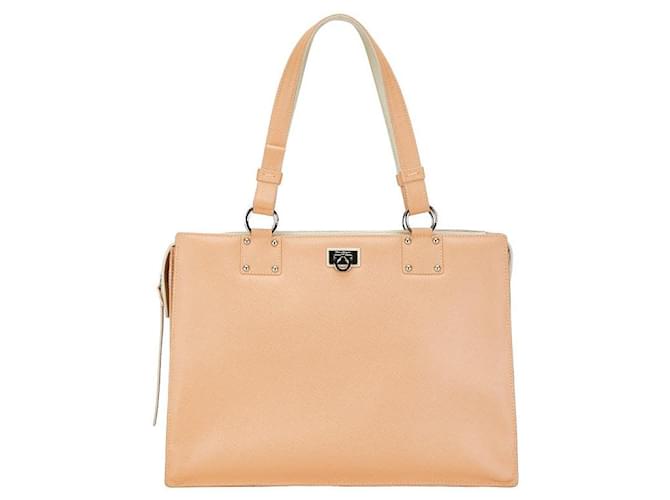 Salvatore Ferragamo Leather Gancini Tote Bag AQ-21 0851 in Good Condition Pink  ref.1418161