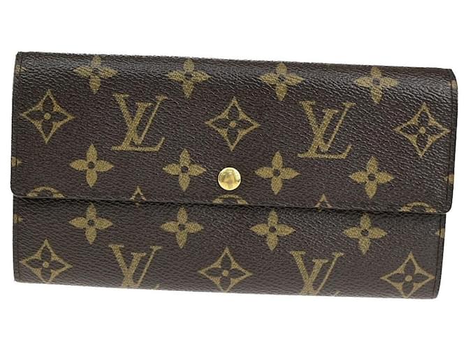 Louis Vuitton Carteira Sarah Marrom Lona  ref.1418177