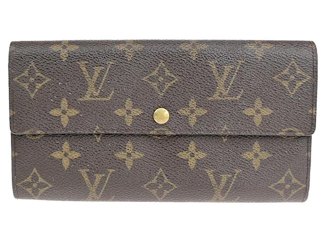 Cartera plegable Louis Vuitton Porte carte credit Castaño Lienzo  ref.1418189