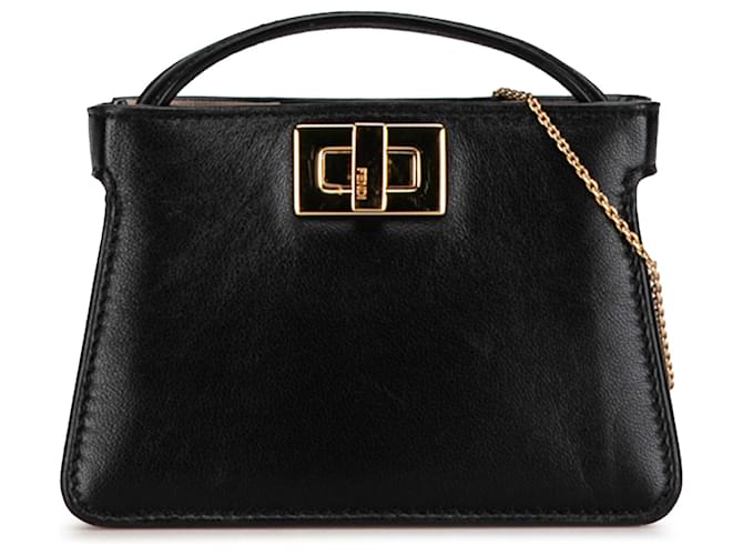 Fendi Breloque Pico Peekaboo noire Cuir Veau façon poulain  ref.1418204