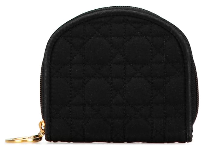 Dior Preto Cannage Bolsa de algodão com zíper em volta da moeda Pano  ref.1418219