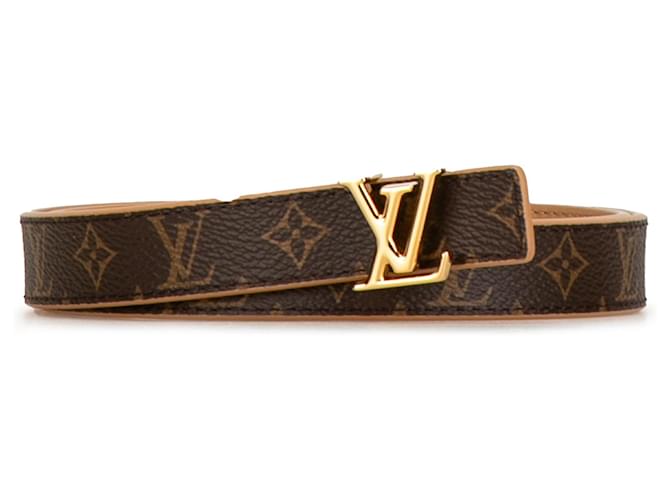 Ceinture réversible Louis Vuitton marron monogramme initiales Toile  ref.1418260