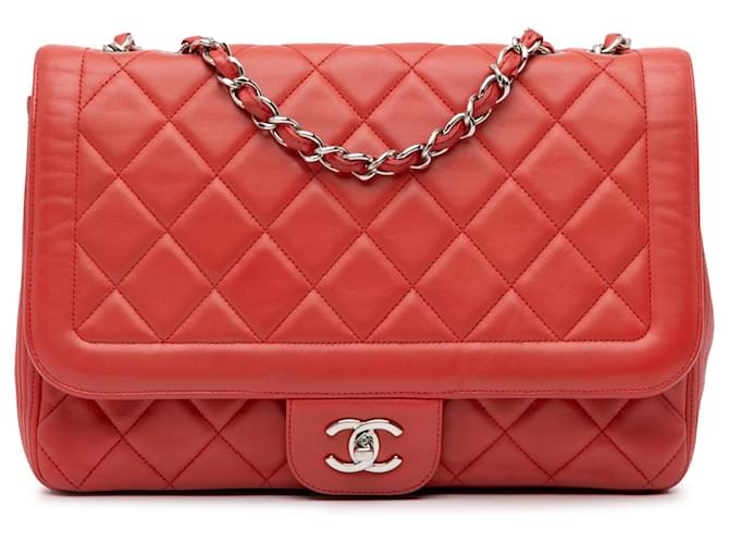 Chanel Red Large Lambskin Coco Rider Flap Leather  ref.1418263