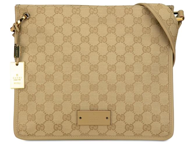 Bolso bandolera de lona marrón con GG de Gucci Castaño Beige Lienzo Paño  ref.1418270