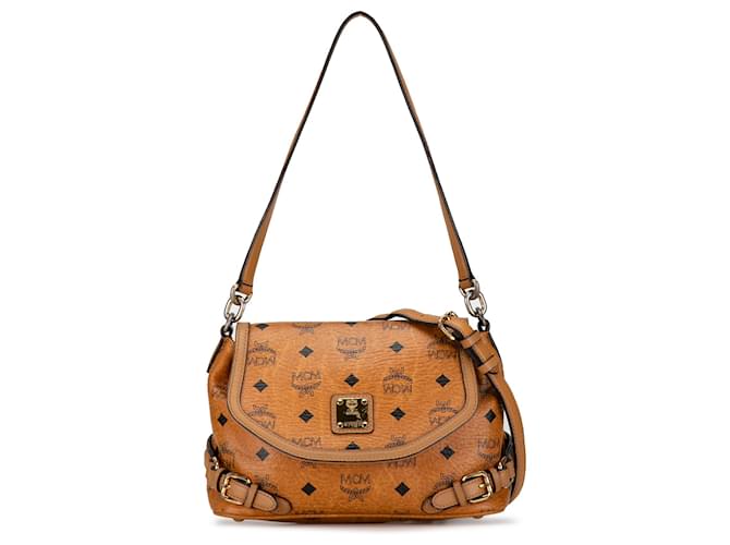 Mochila MCM Brown Visetos Marrom Bezerro-como bezerro Pano  ref.1418273