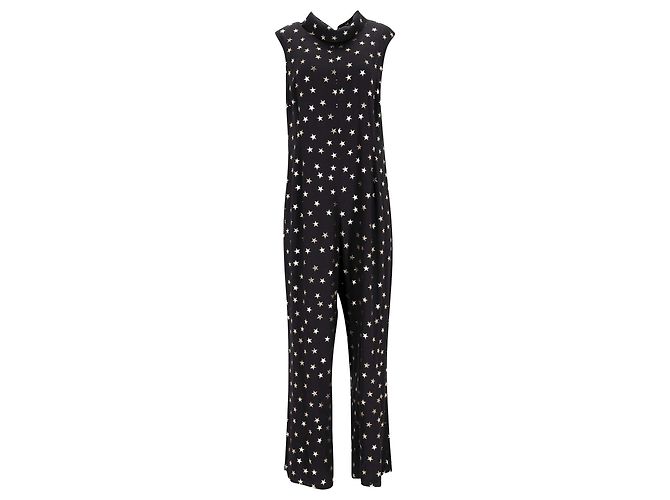 Autre Marque Macacão Rixo Star com gola reversa em viscose preta Preto