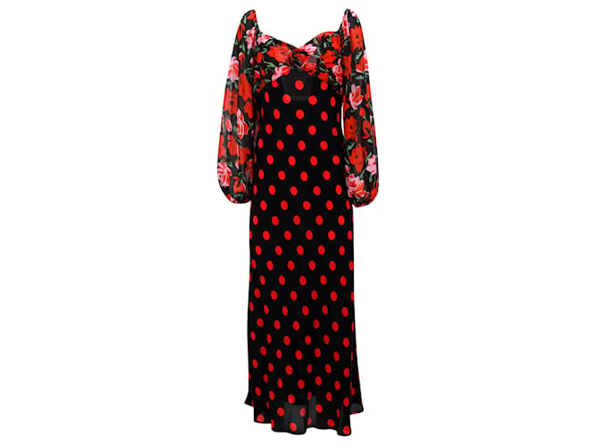 Autre Marque Rixo Josephine Polka-dot Dress in Black and Red Silk   ref.1418315