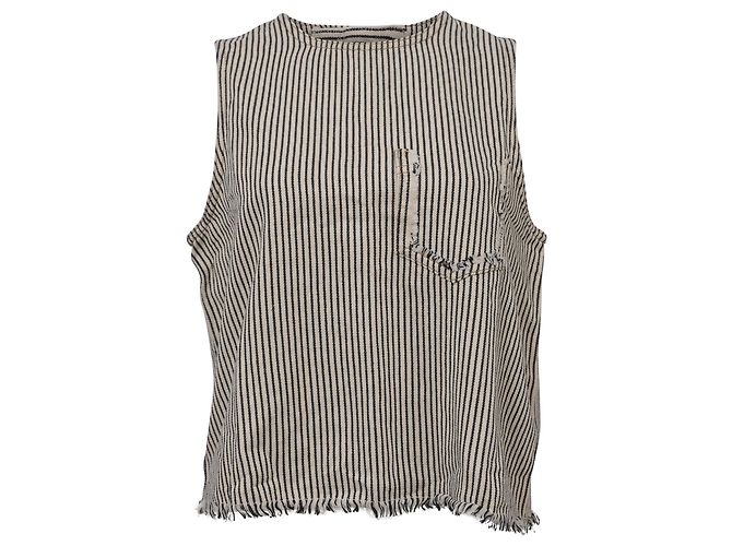 Top corto vaquero con rayas diplomáticas en algodón blanco de T by Alexander Wang