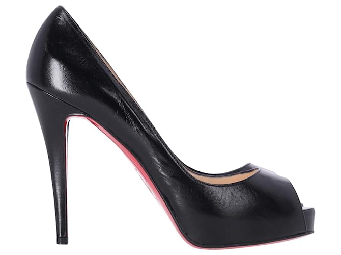 Christian Louboutin Very Prive Sapatos de salto aberto em couro preto  ref.1418347