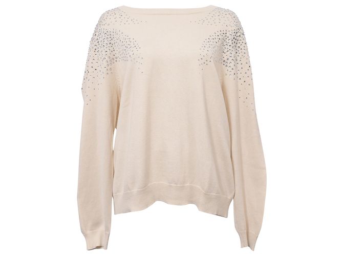 Maglione girocollo decorato Ba&sh in cotone bianco Crudo