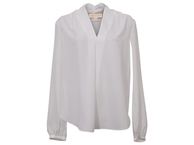 Blusa Michael Michael Kors con scollo a V in seta bianca Bianco