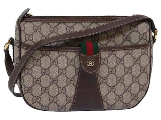 GUCCI GG Supreme Web Sherry Line Shoulder Bag Beige Red 001 123 Auth yk12792  ref.1418421