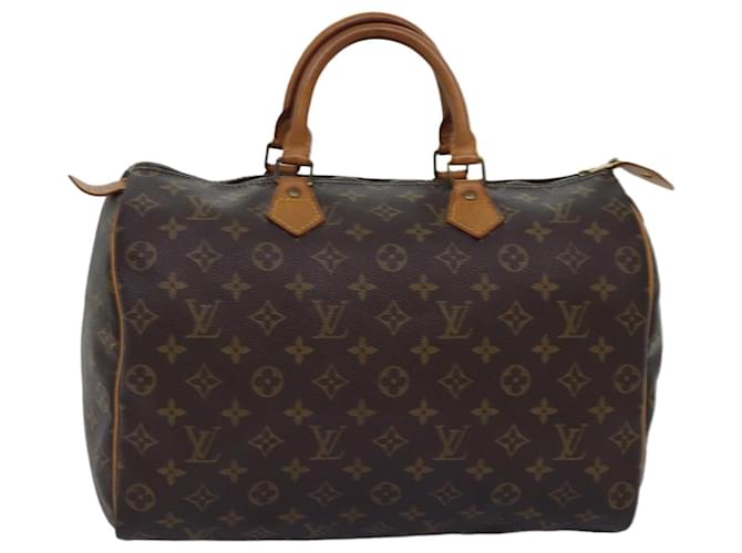 Louis Vuitton Monogram Speedy 35 Bolsa de mão M41524 LV Auth ki4497 Monograma Lona  ref.1418449