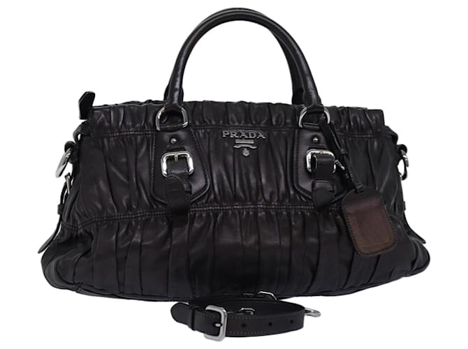 PRADA Bolsa de mão reunida em couro 2caminho Preto BN1407 Auth yk12897  ref.1418463