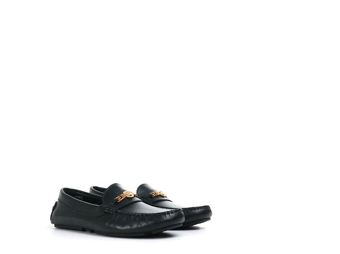 VERSACE - Mocassins Medaillon Versace en cuir noir (T37)