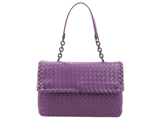 Bottega Veneta Bolso de hombro Baby Olimpia de napa intrecciato bizantino con espejo Púrpura Cuero  ref.1418624