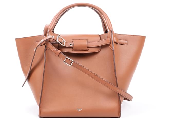 Céline CELINE Smooth Calfskin Small Big Bag 2way Handbag in Tan Brown Leather  ref.1418625