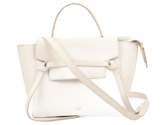 Céline CELINE Sac Ceinture Micro Cuir 2way Sac à main en blanc Beige  ref.1418626