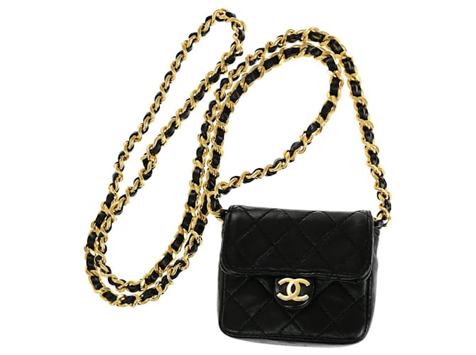 Timeless Chanel Mini matelassé Black Leather  ref.1418673