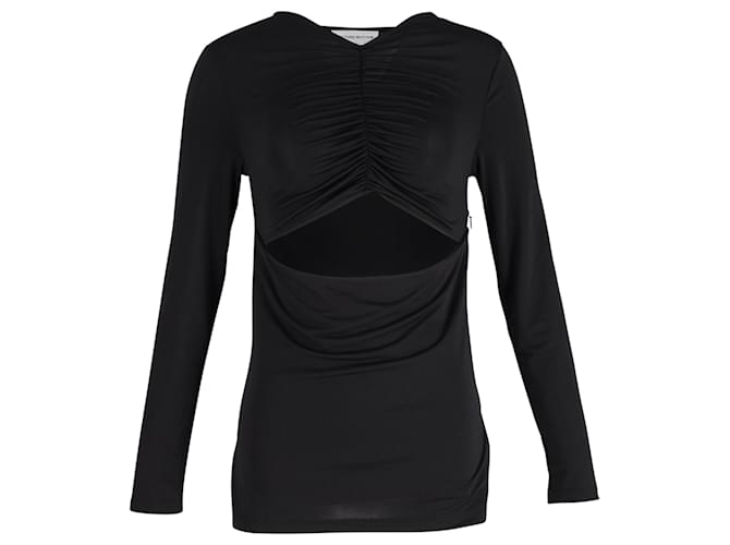 Victoria Beckham Gerüschtes Stretch-Top mit Cut-outs aus schwarzer Baumwolle  ref.1418681