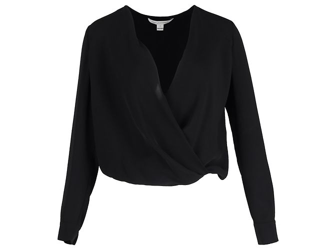 Diane Von Furstenberg Surpliced Top aus schwarzem Polyester