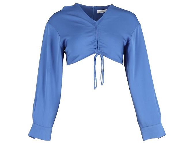 Autre Marque Christopher Esber Langarm-Crop-Top aus blauem Polyester