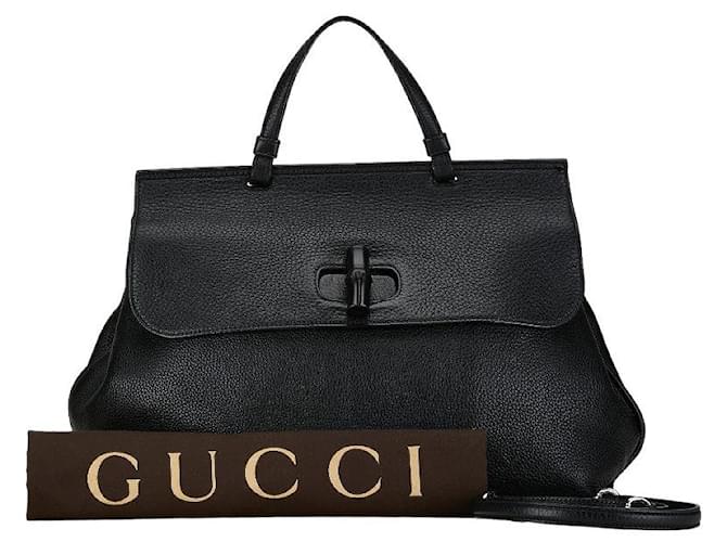 Gucci Bamboo Daily Leder Tote Bag 2WAY 370830 in sehr gutem Zustand Schwarz  ref.1418750