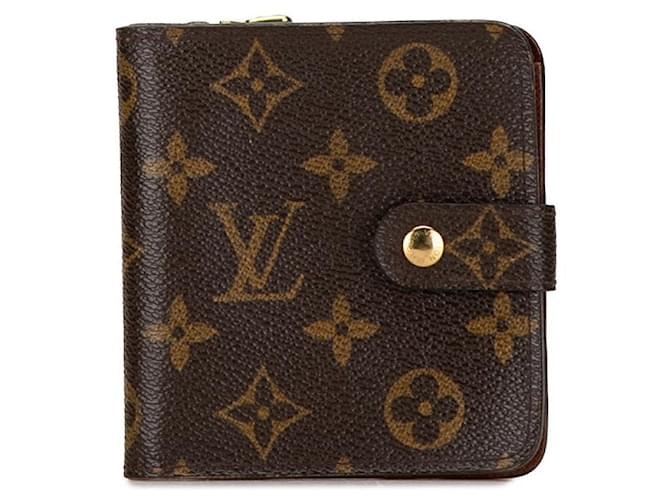 Carteira bifold compacta com zíper Monogram Louis Vuitton M61667 em muito bom estado Marrom Plástico  ref.1418790