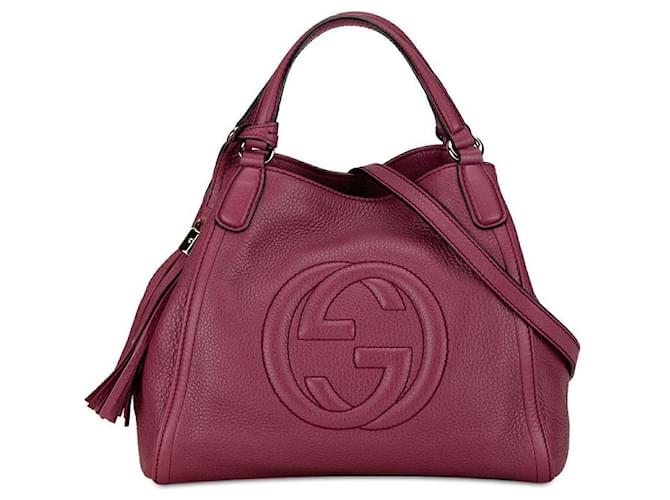 Gucci Soho Interlocking G Tassel Handbag 336751 Leather in Great Condition Purple  ref.1418798